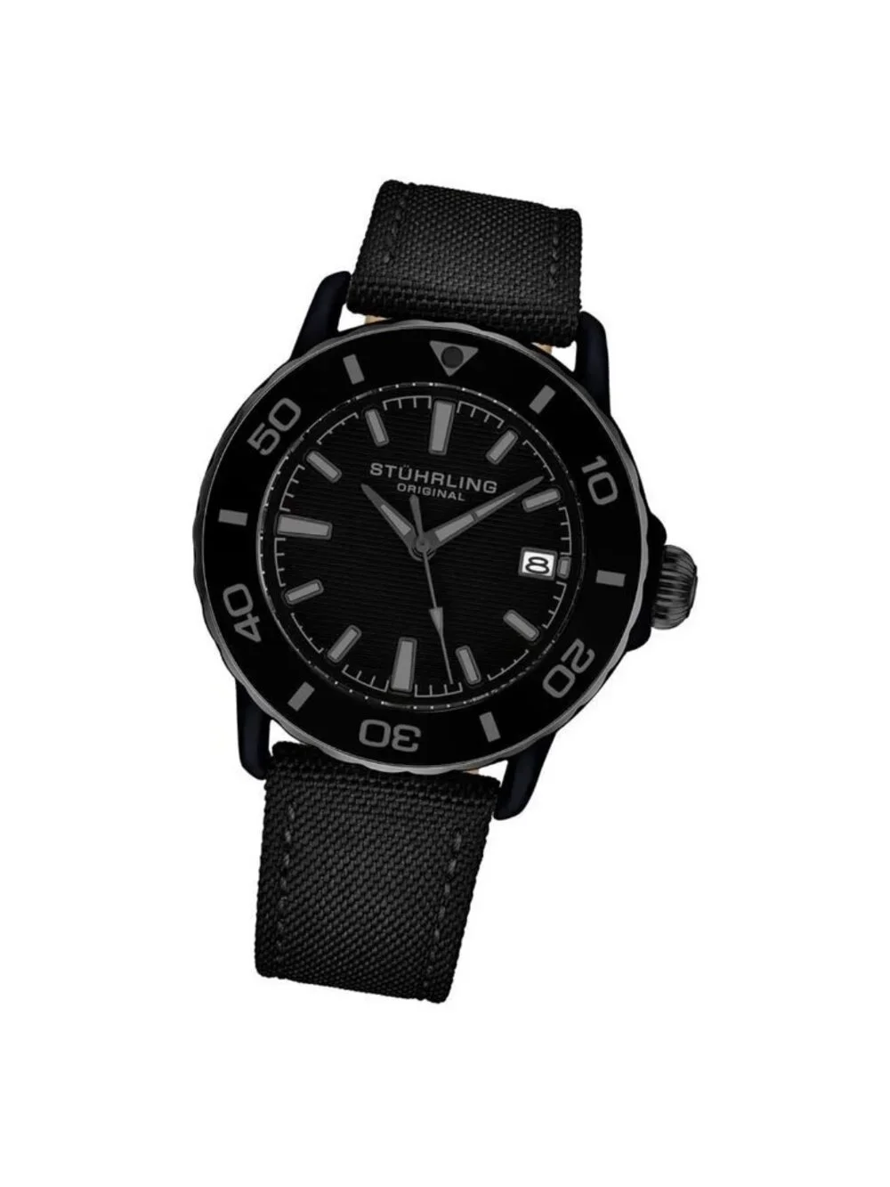 NWT Stuhrling Original Aquadiver Quartz Black Dial Men's Watch